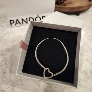 Pandora Moments Heart Closure Snake Chain Bracelet